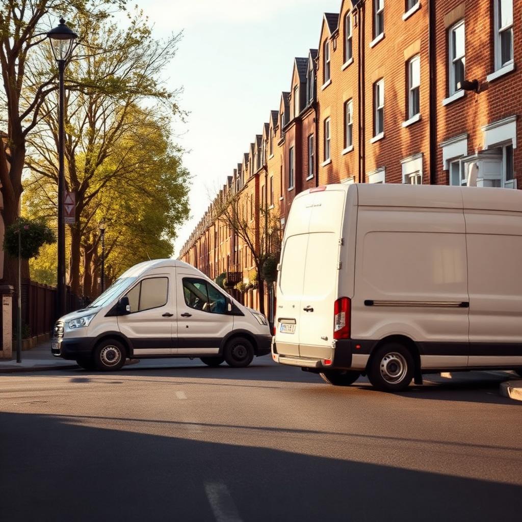 Two service vans parked on a residential London street
